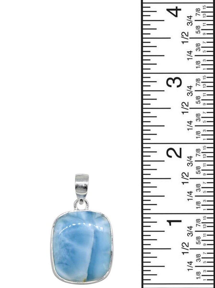 Natural Larimar Solid 925 Sterling Silver Pendant 1 3/4" - YoTreasure