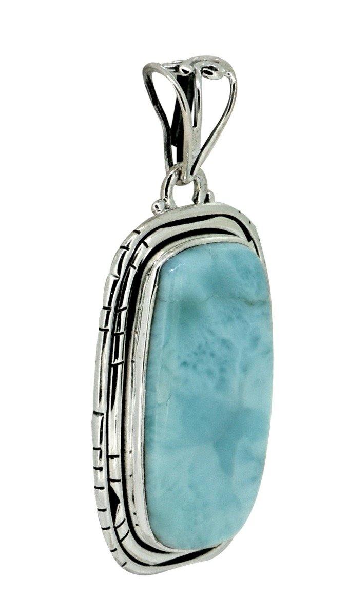 Natural Larimar Solid 925 Sterling Silver Pendant 2" - YoTreasure