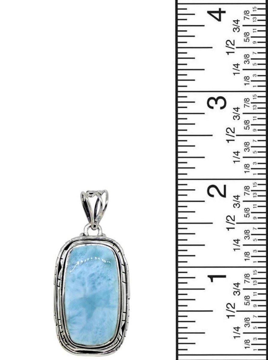 Natural Larimar Solid 925 Sterling Silver Pendant 2" - YoTreasure
