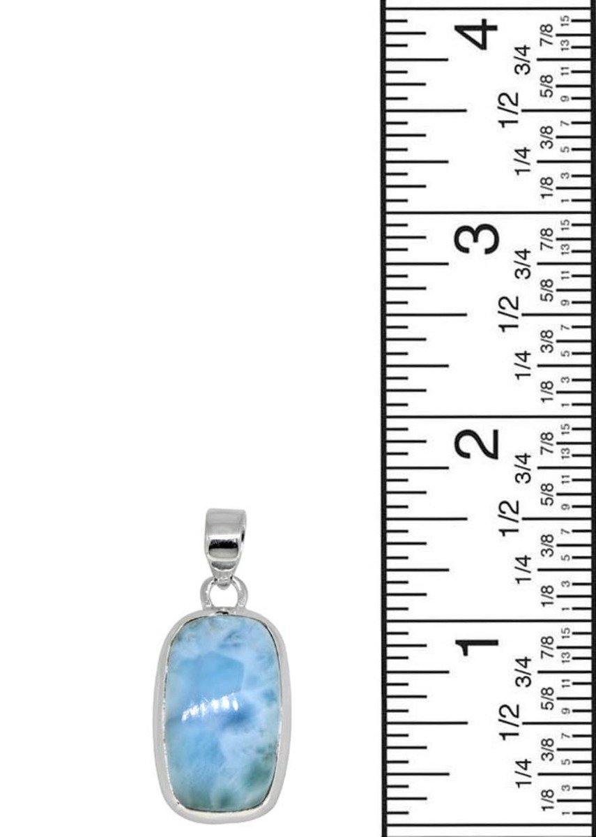 Natural Larimar Solid 925 Sterling Silver Pendant 1 3/4" - YoTreasure