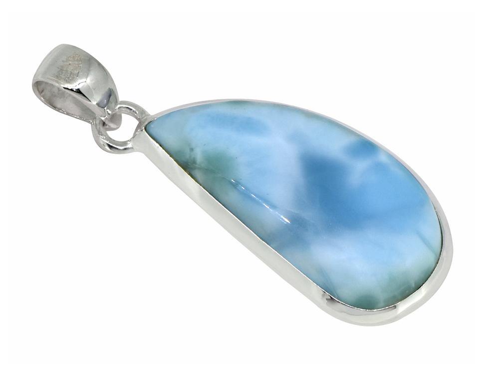 Natural Larimar Solid 925 Sterling Silver Pendant 2" - YoTreasure