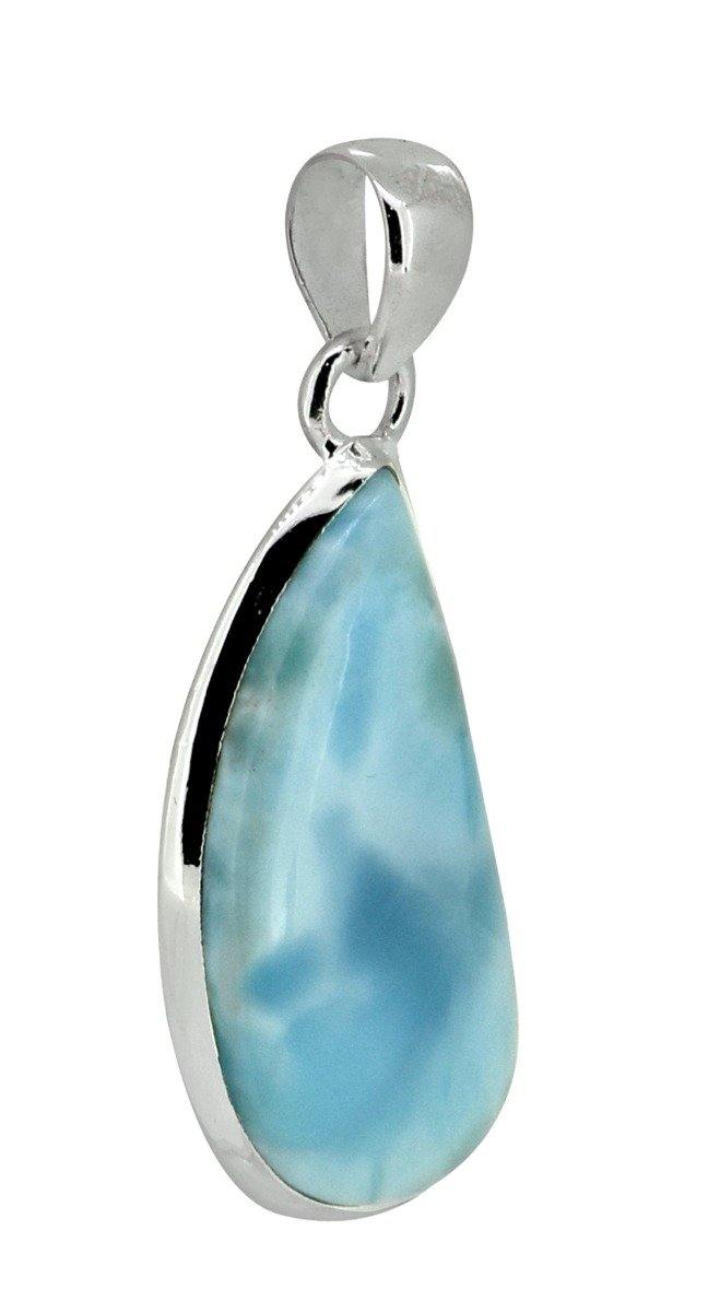 Natural Larimar Solid 925 Sterling Silver Pendant 2" - YoTreasure