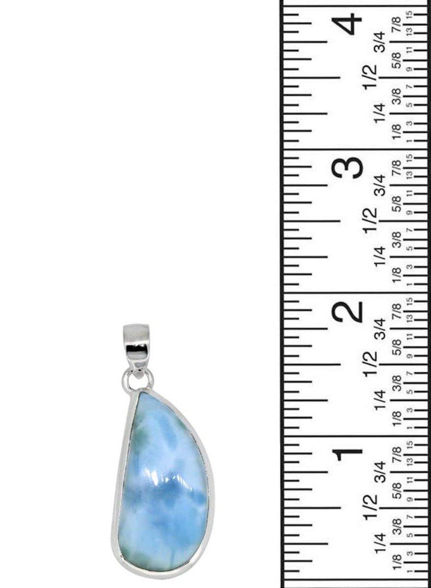 Natural Larimar Solid 925 Sterling Silver Pendant 2" - YoTreasure