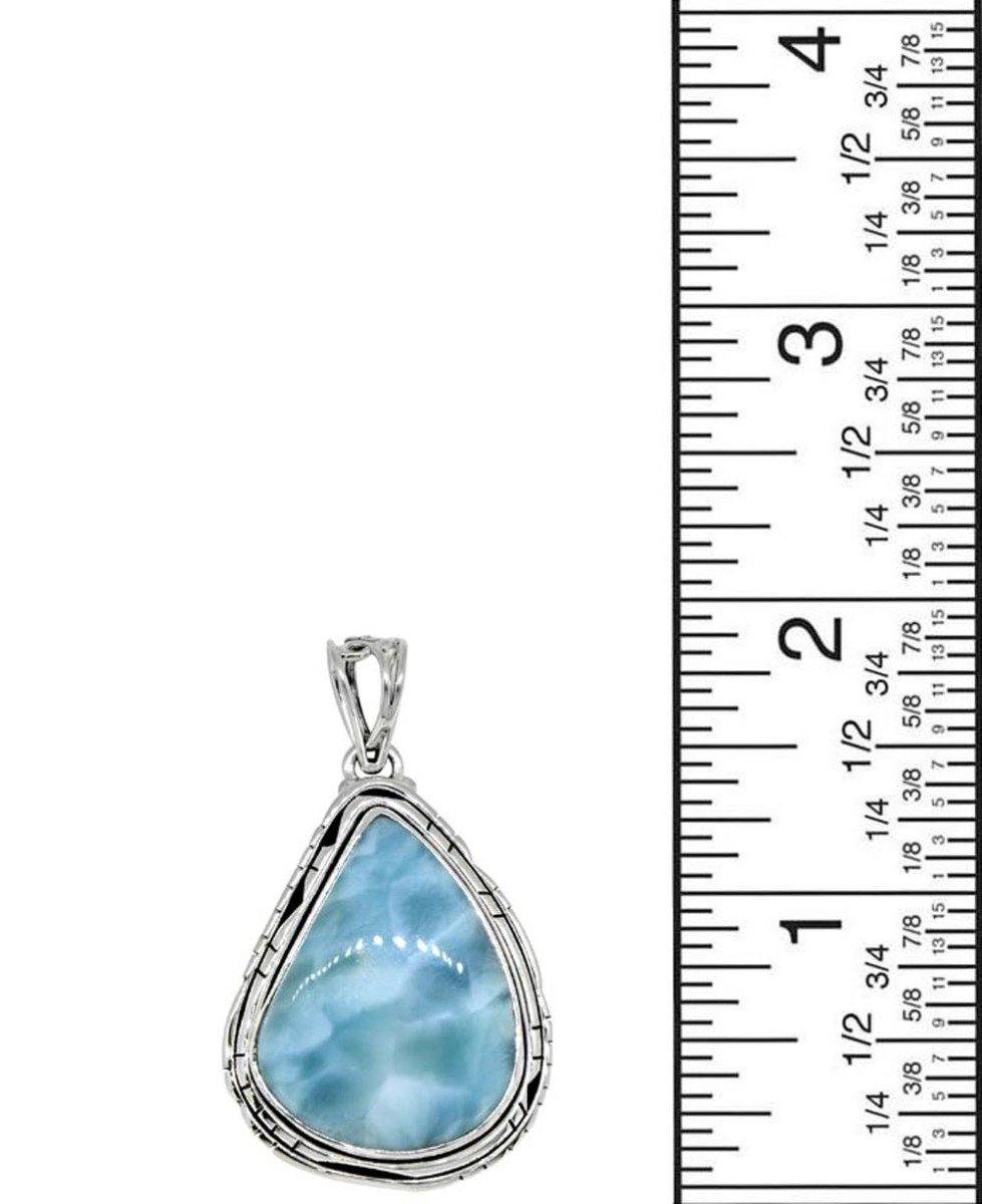 Natural Larimar Solid 925 Sterling Silver Pendant 2" - YoTreasure