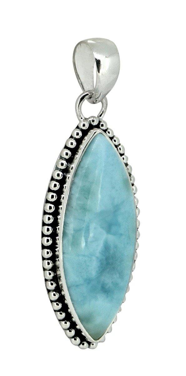 Natural Larimar Solid 925 Sterling Silver Pendant 2" - YoTreasure