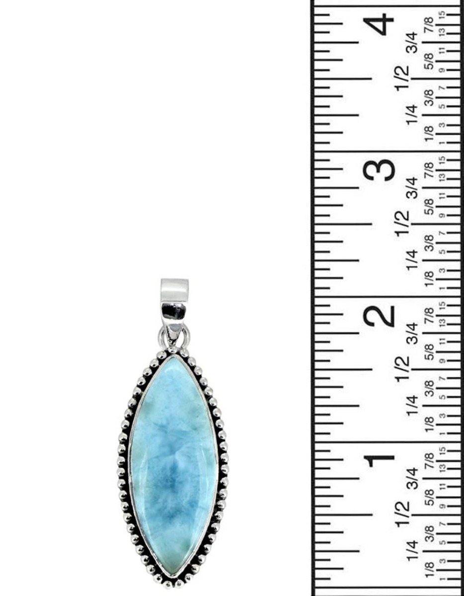 Natural Larimar Solid 925 Sterling Silver Pendant 2" - YoTreasure