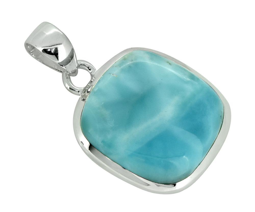 Natural Larimar Solid 925 Sterling Silver Pendant 1 1/2" - YoTreasure