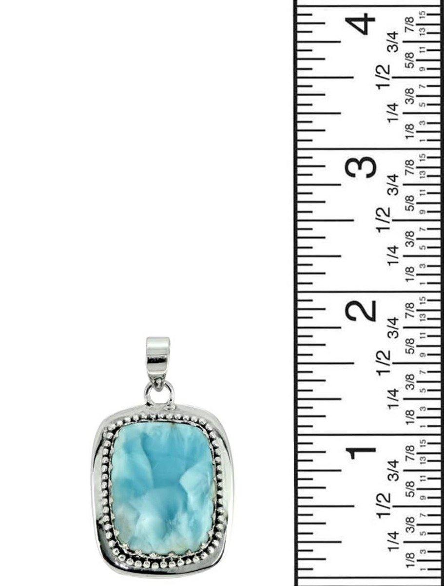 Natural Larimar Solid 925 Sterling Silver Pendant 1 3/4" - YoTreasure