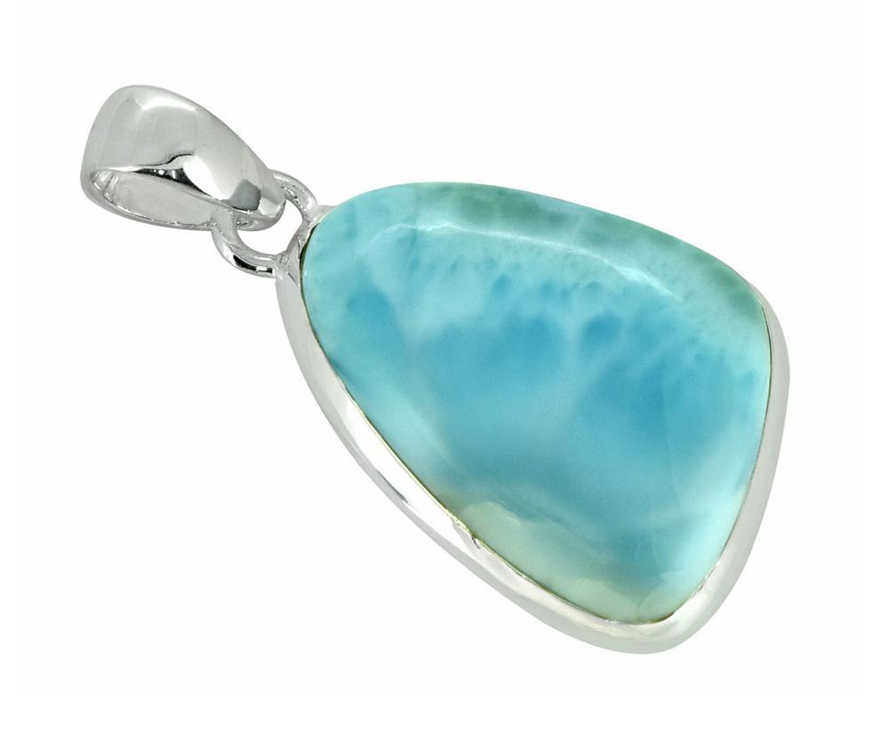 Natural Larimar Solid 925 Sterling Silver Pendant 1 3/4" - YoTreasure