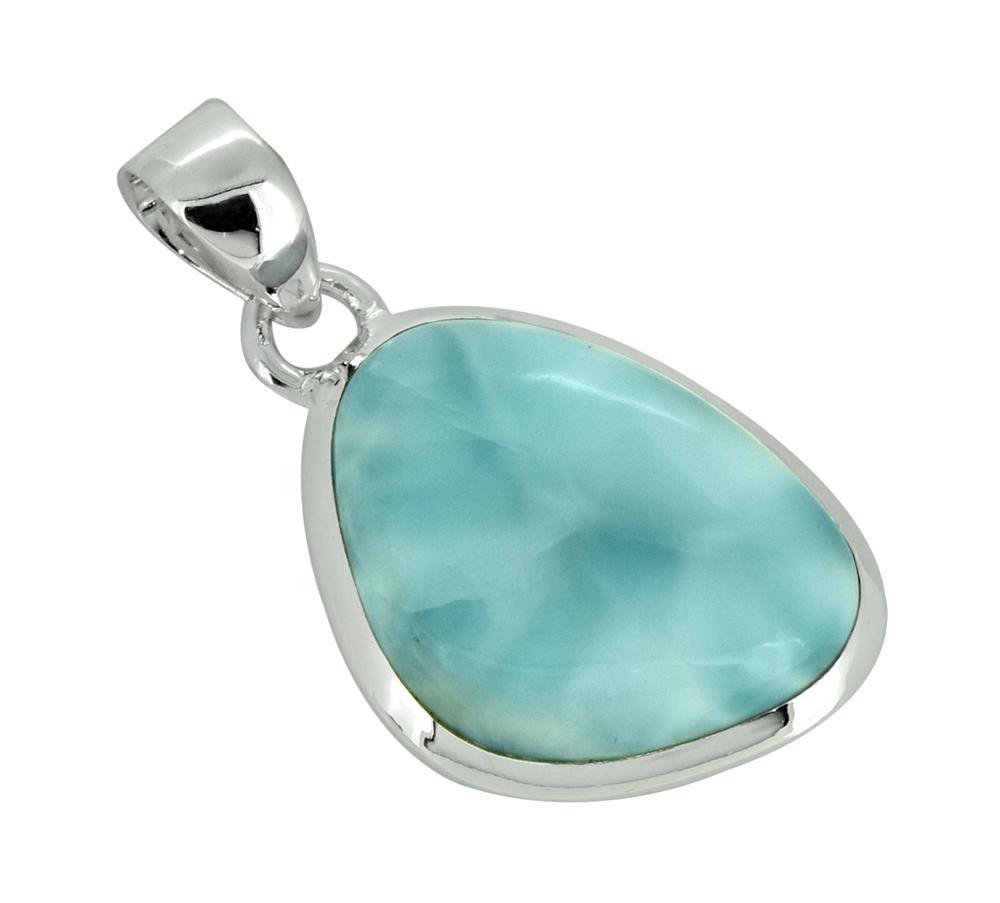 Natural Larimar Solid 925 Sterling Silver Pendant 1 1/2" - YoTreasure
