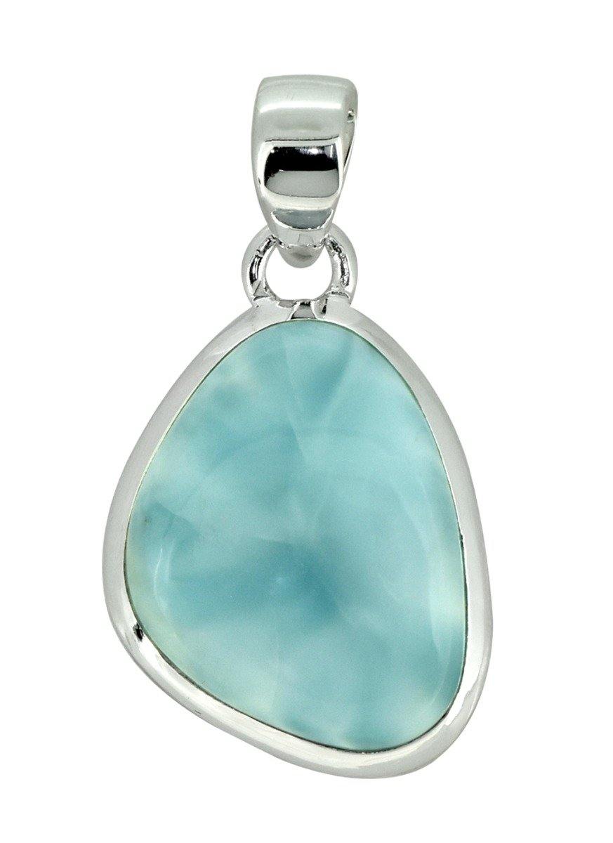 Natural Larimar Solid 925 Sterling Silver Pendant 1 1/2" - YoTreasure