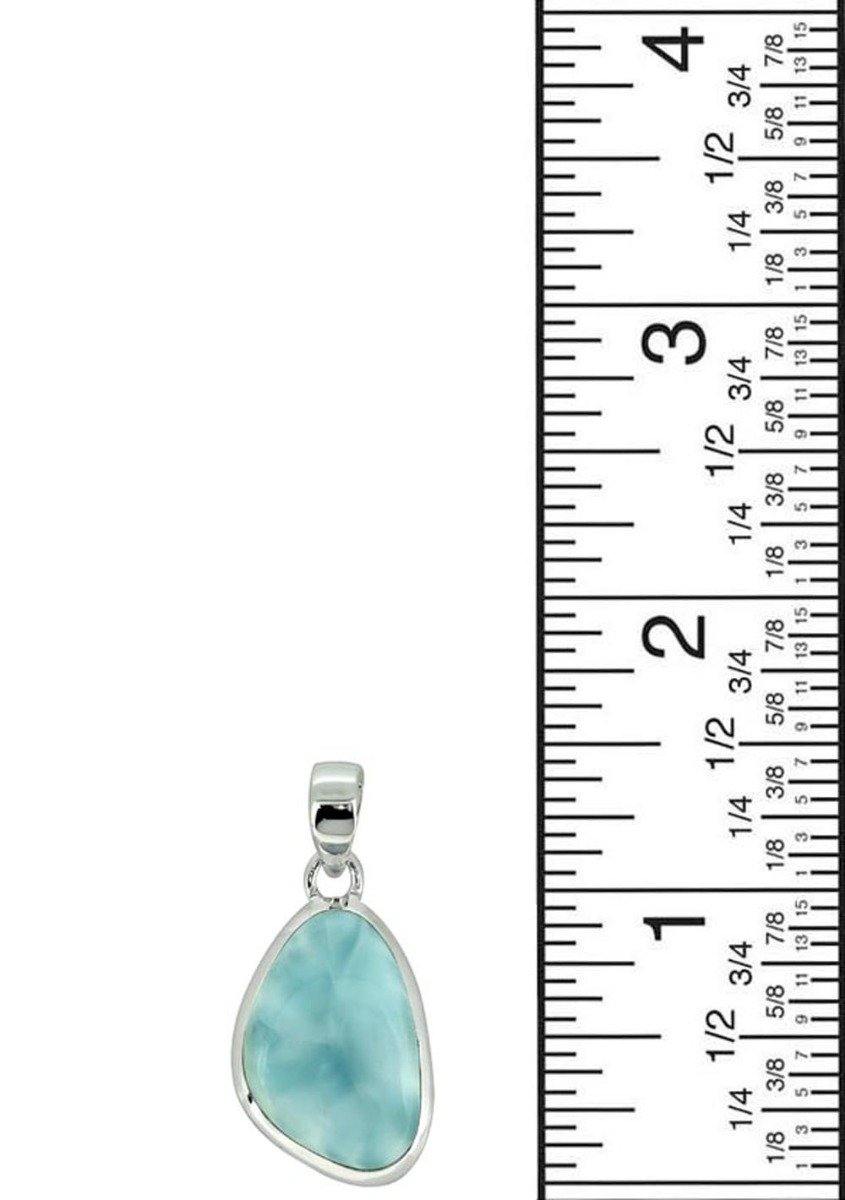 Natural Larimar Solid 925 Sterling Silver Pendant 1 1/2" - YoTreasure