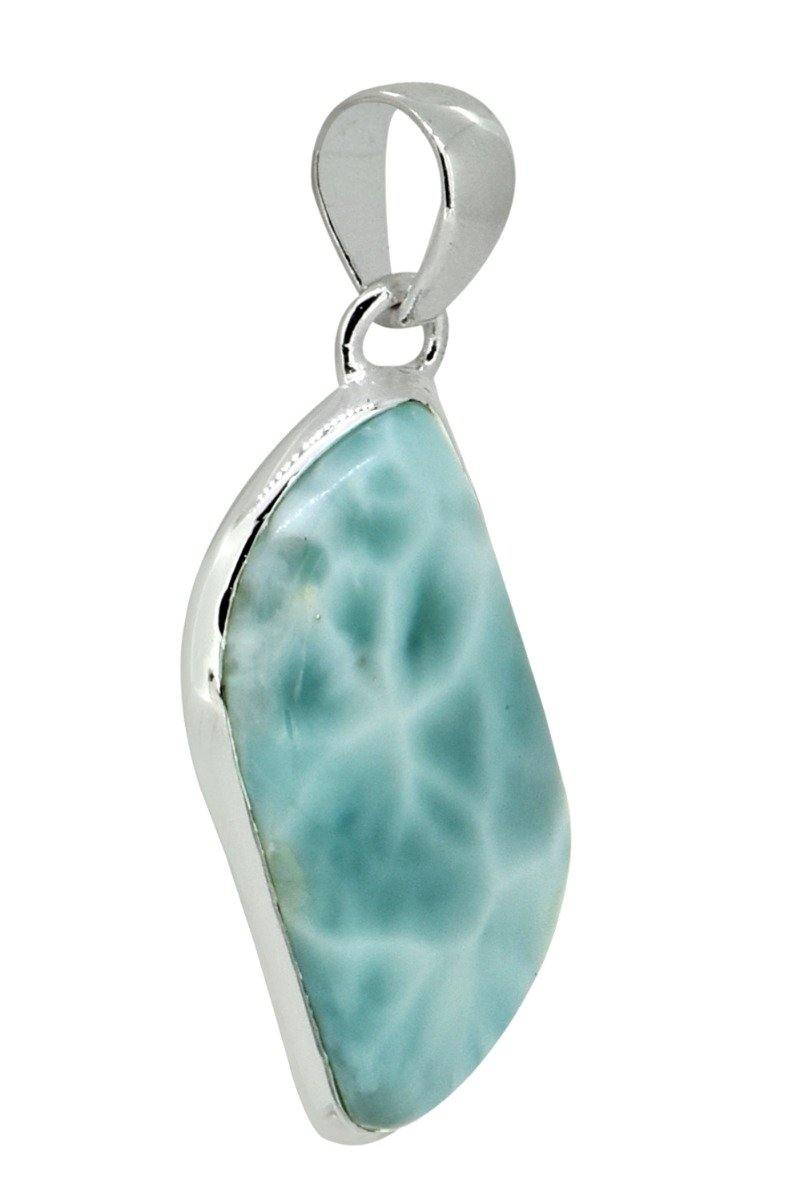 Natural Larimar Solid 925 Sterling Silver Pendant 1 3/4" - YoTreasure