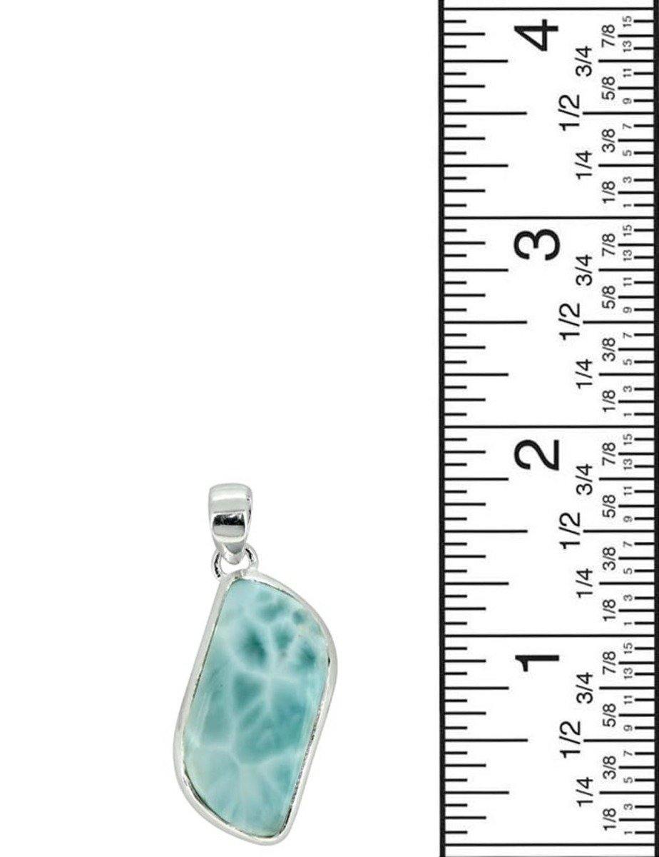 Natural Larimar Solid 925 Sterling Silver Pendant 1 3/4" - YoTreasure