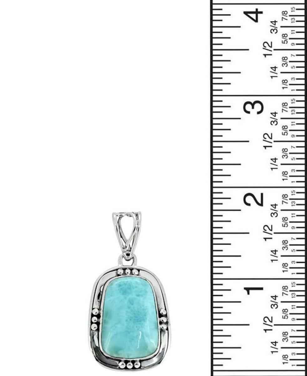 Natural Larimar Solid 925 Sterling Silver Pendant 1 3/4" - YoTreasure
