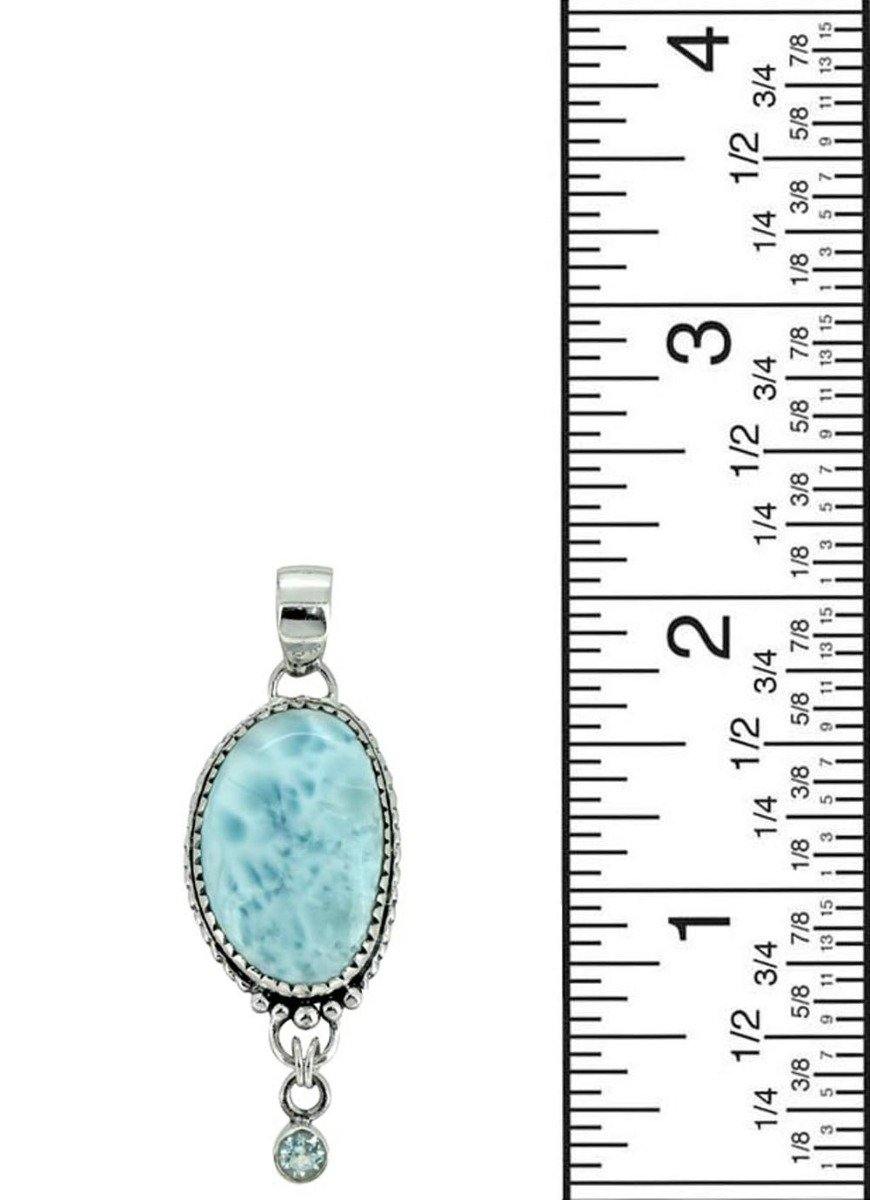 Natural Larimar Solid 925 Sterling Silver Pendant 2" - YoTreasure