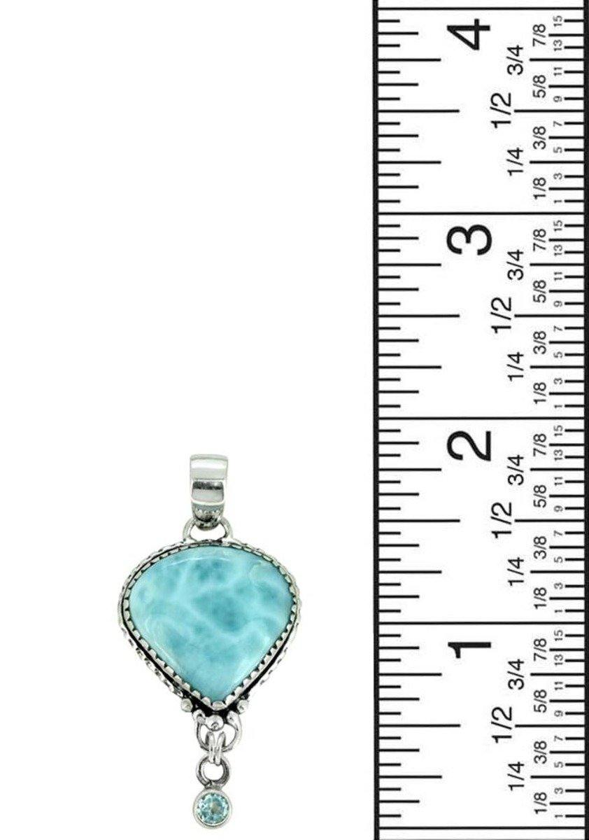 Natural Larimar Solid 925 Sterling Silver Pendant 2" - YoTreasure
