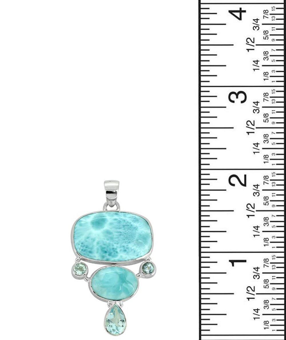 Natural Larimar Solid 925 Sterling Silver Pendant 2" - YoTreasure