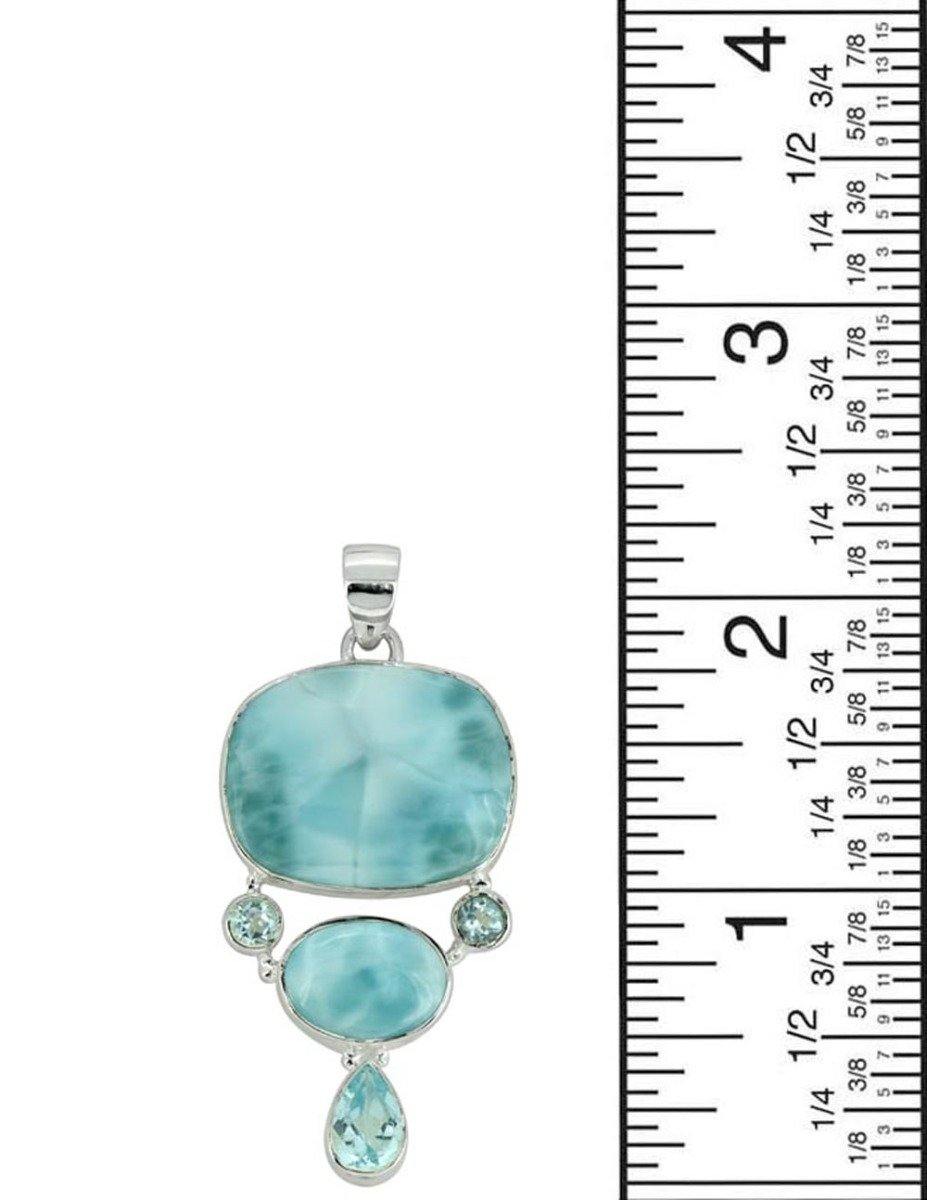 Natural Larimar Solid 925 Sterling Silver Pendant 2" - YoTreasure