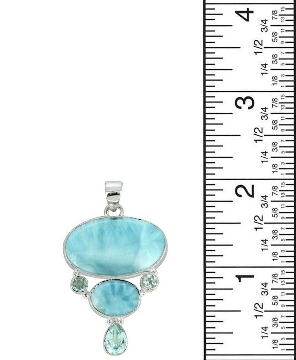 Natural Larimar Solid 925 Sterling Silver Pendant 2" - YoTreasure