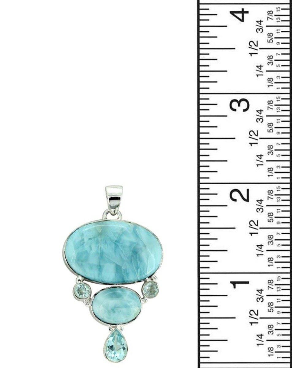 Natural Larimar Solid 925 Sterling Silver Pendant 2" - YoTreasure