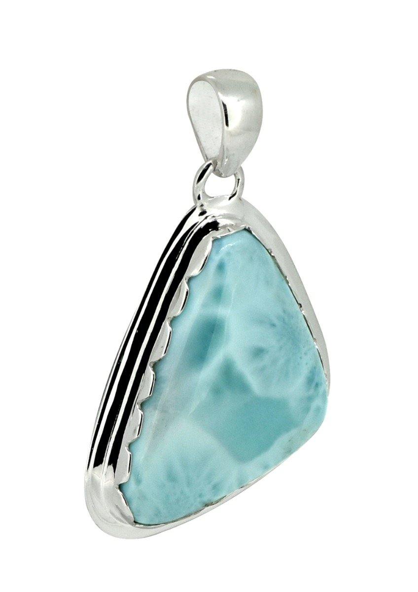 Natural Larimar Solid 925 Sterling Silver Pendant 2" - YoTreasure
