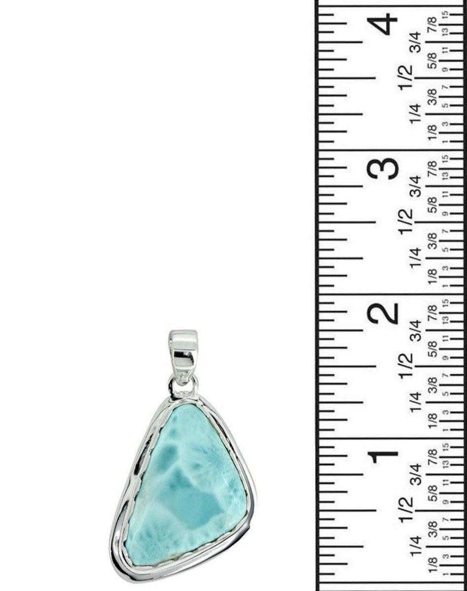 Natural Larimar Solid 925 Sterling Silver Pendant 2" - YoTreasure