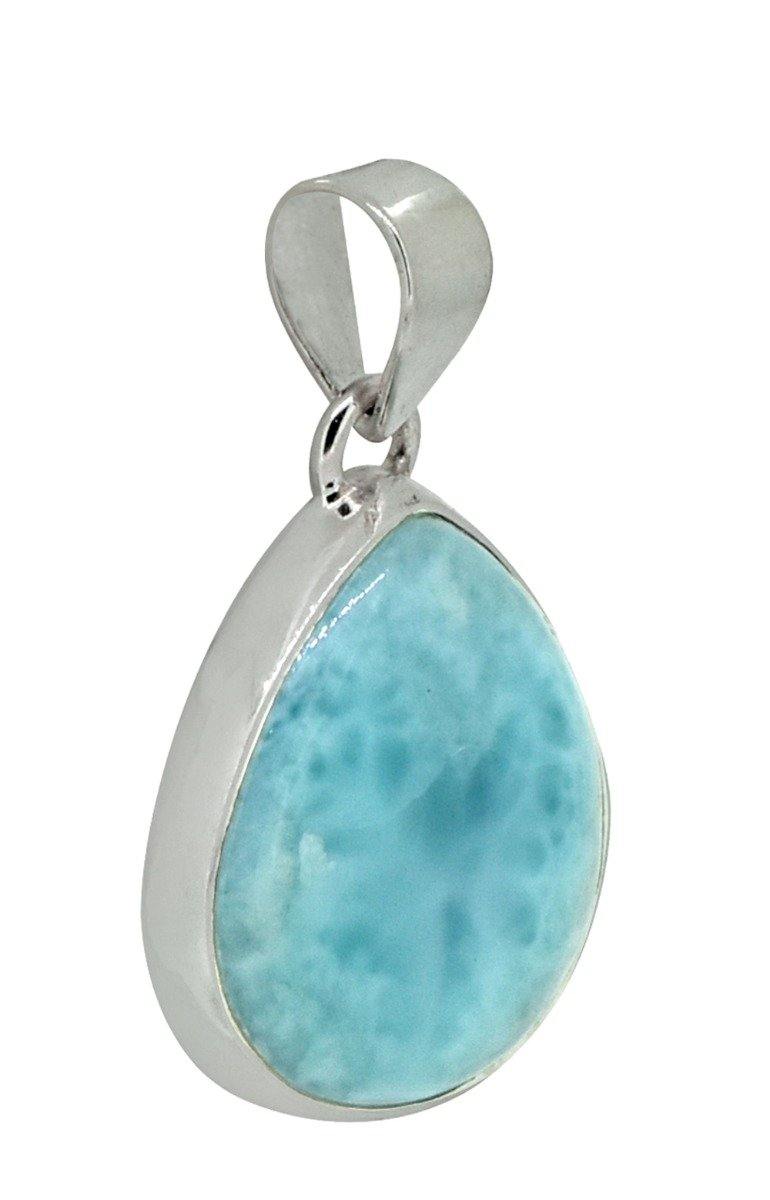 Natural Larimar Solid 925 Sterling Silver Pendant 1 1/2" - YoTreasure