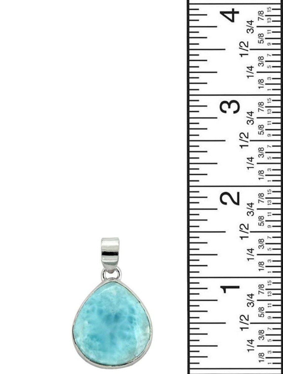 Natural Larimar Solid 925 Sterling Silver Pendant 1 1/2" - YoTreasure
