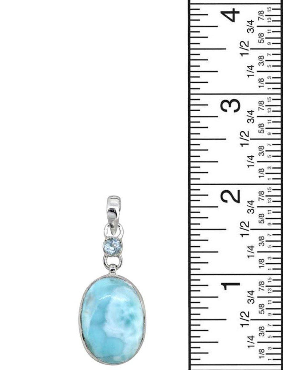 Natural Larimar Solid 925 Sterling Silver Pendant 2" - YoTreasure
