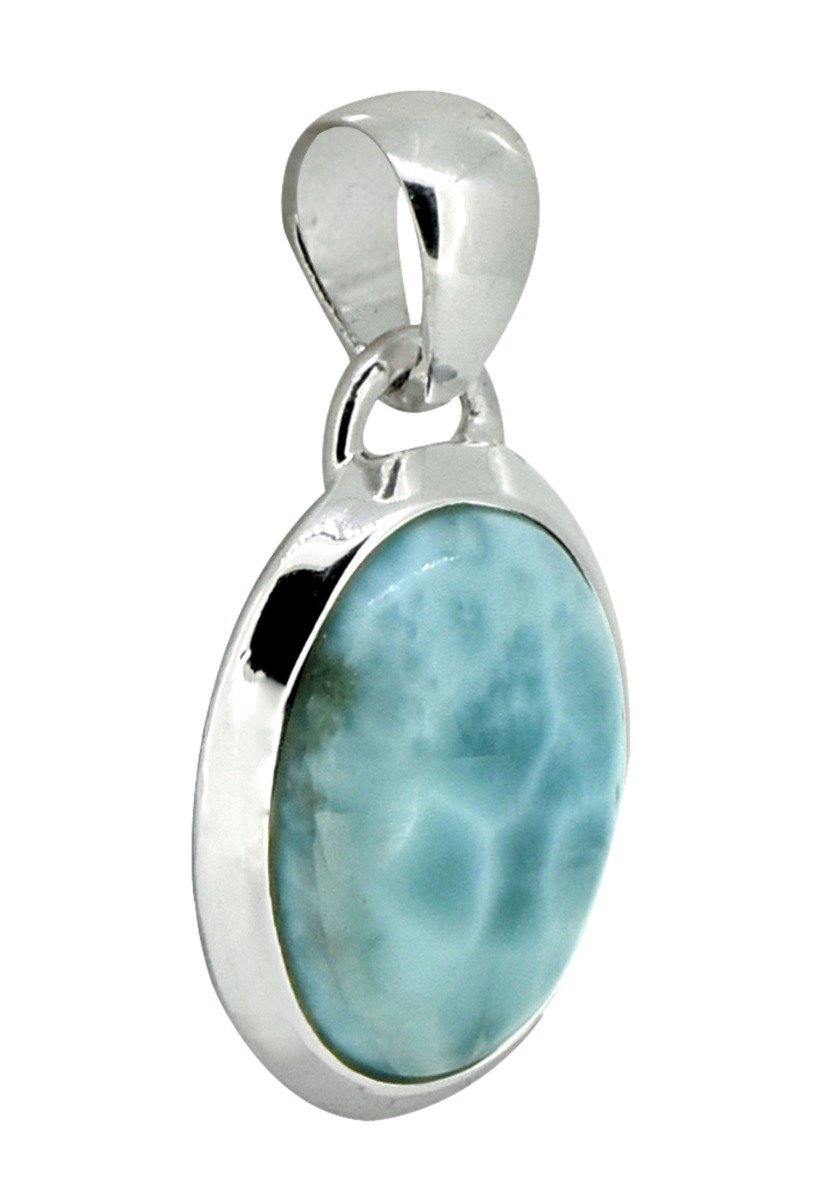 Natural Larimar Solid 925 Sterling Silver Pendant 1 1/2" - YoTreasure