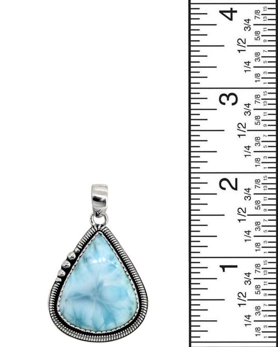 Natural Larimar Solid 925 Sterling Silver Pendant 2" - YoTreasure