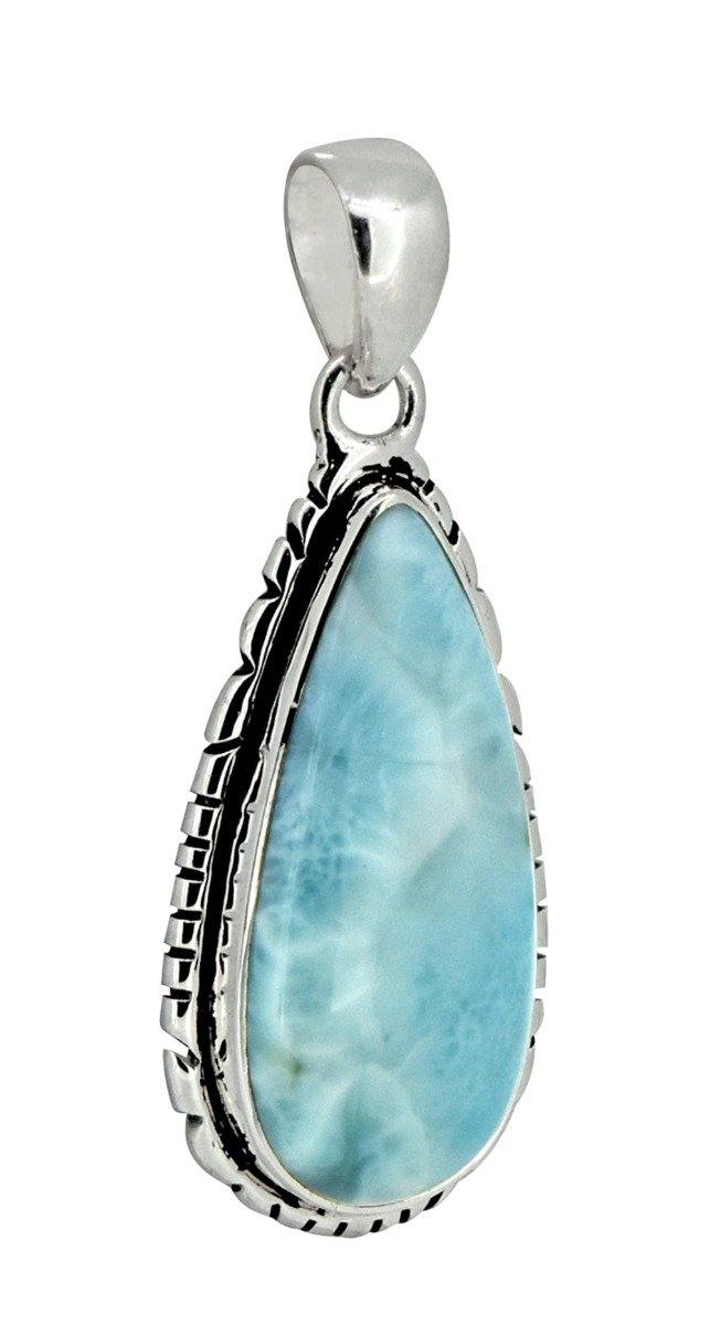 Natural Larimar Solid 925 Sterling Silver Pendant 2" - YoTreasure