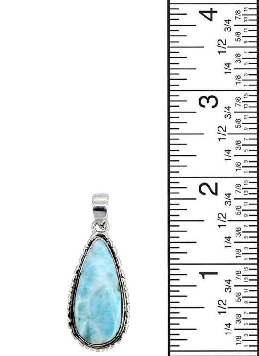 Natural Larimar Solid 925 Sterling Silver Pendant 2" - YoTreasure