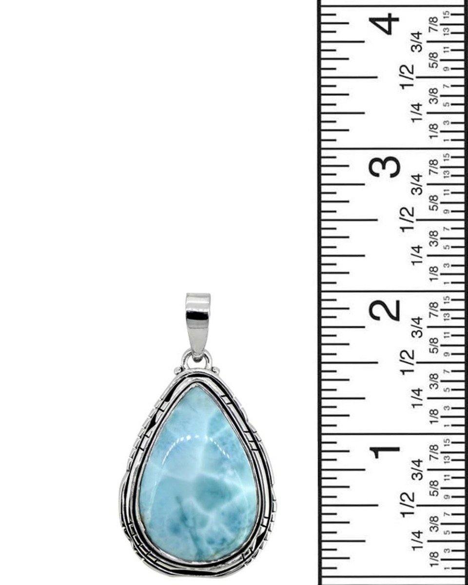 Natural Larimar Solid 925 Sterling Silver Pendant 2" - YoTreasure
