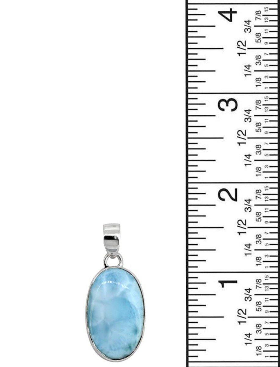 Natural Larimar Solid 925 Sterling Silver Pendant 1 3/4" - YoTreasure