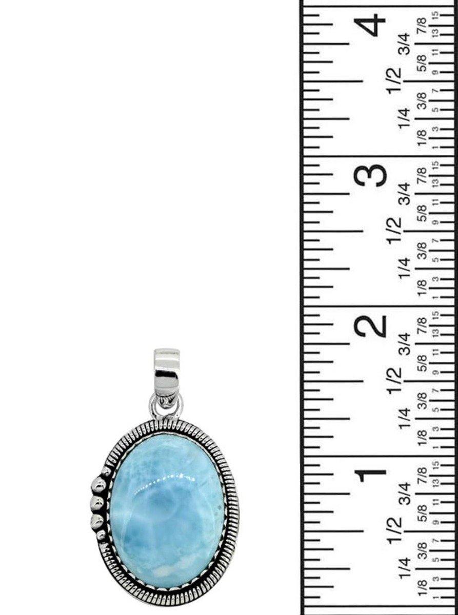 Natural Larimar Solid 925 Sterling Silver Pendant Silver Jewelry 2" - YoTreasure