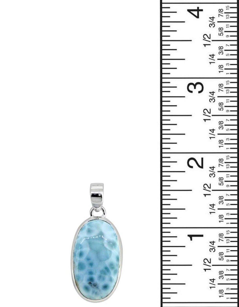 Natural Larimar Solid 925 Sterling Silver Pendant 1 3/4" - YoTreasure