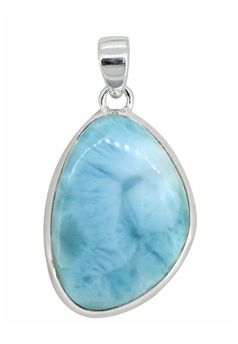 Natural Larimar Solid 925 Sterling Silver Pendant Silver Jewelry 2" - YoTreasure