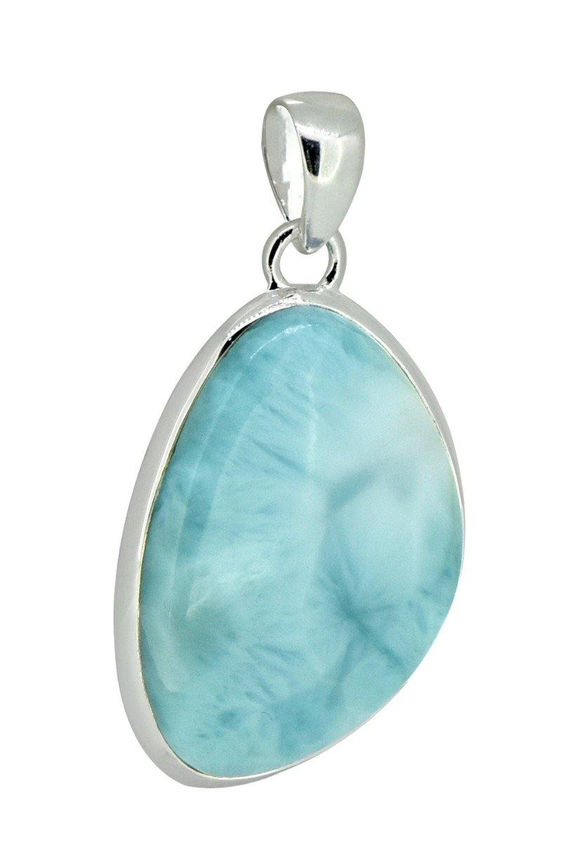 Natural Larimar Solid 925 Sterling Silver Pendant Silver Jewelry 2" - YoTreasure