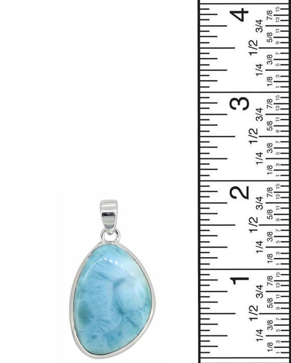 Natural Larimar Solid 925 Sterling Silver Pendant Silver Jewelry 2" - YoTreasure