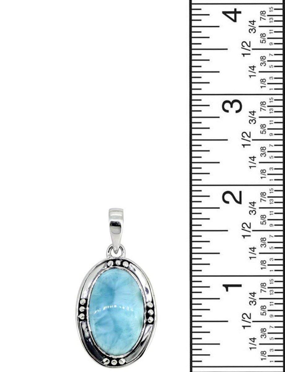 Natural Larimar Solid 925 Sterling Silver Pendant 1 3/4" - YoTreasure
