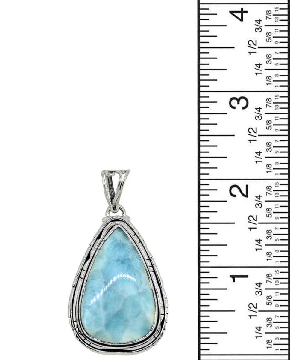 Natural Larimar Solid 925 Sterling Silver Pendant 2" - YoTreasure