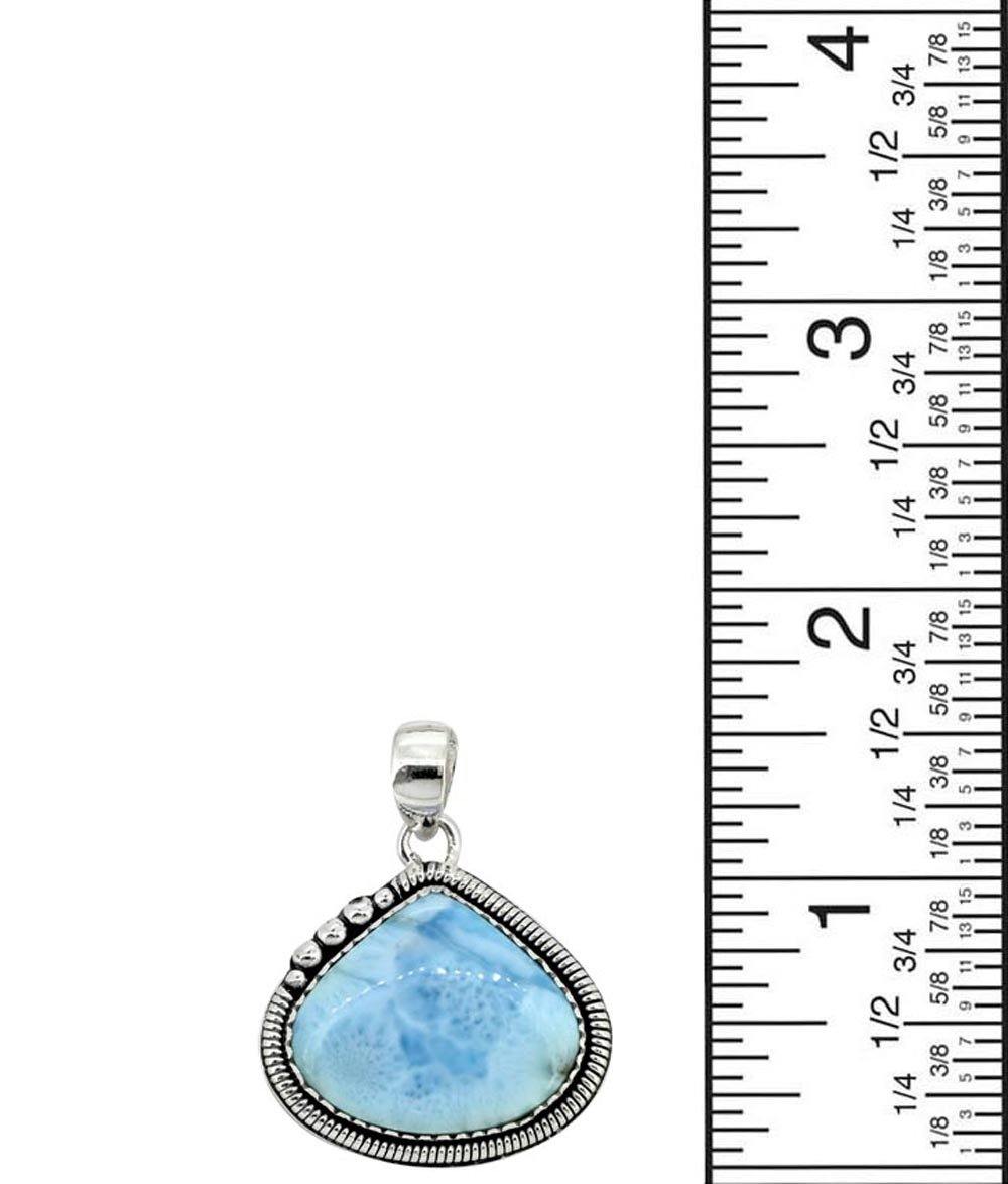 Natural Larimar Solid 925 Sterling Silver Pendant 1 3/4" - YoTreasure