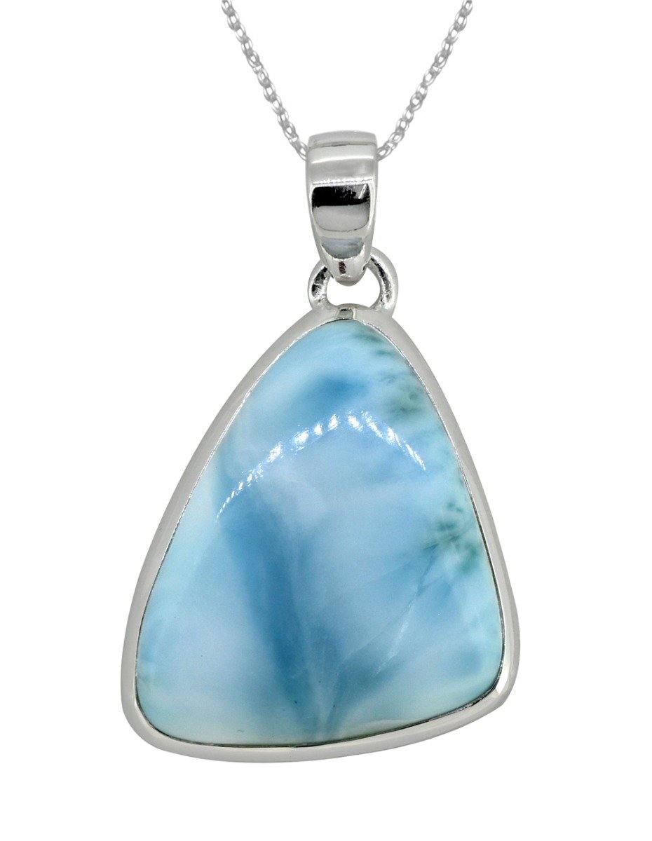 Natural Larimar Solid 925 Sterling Silver Pendant Silver Jewelry 1 3/4" - YoTreasure