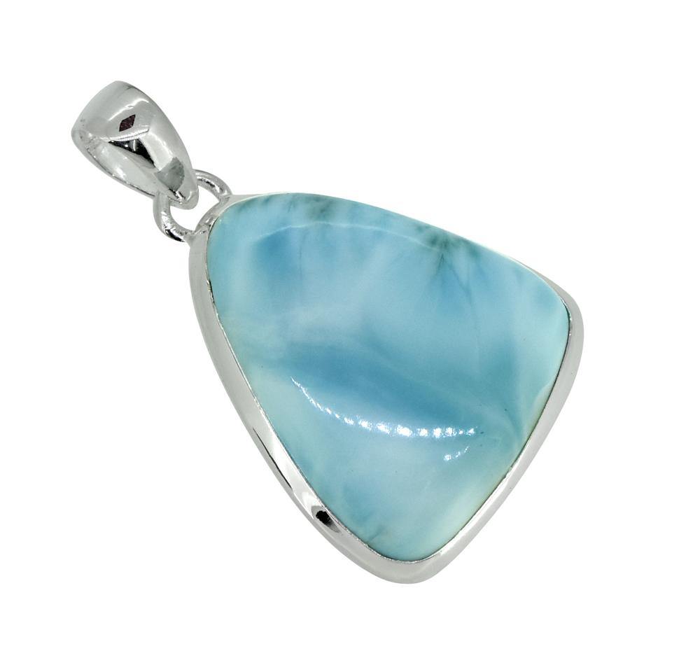 Natural Larimar Solid 925 Sterling Silver Pendant Silver Jewelry 1 3/4" - YoTreasure
