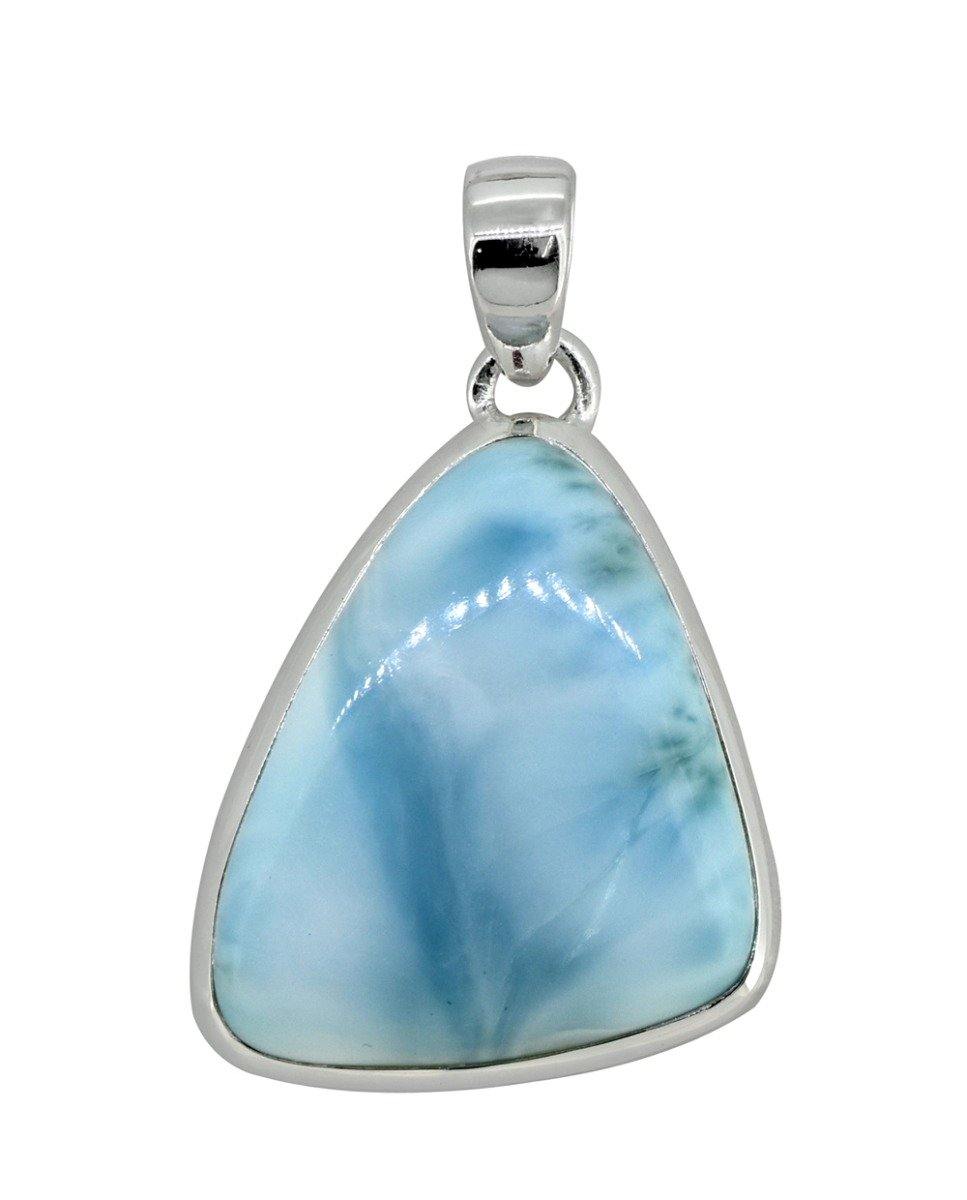 Natural Larimar Solid 925 Sterling Silver Pendant Silver Jewelry 1 3/4" - YoTreasure