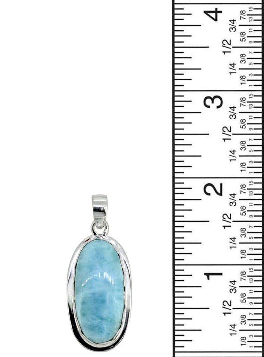 Natural Larimar Solid 925 Sterling Silver Pendant Silver Jewelry 2" - YoTreasure