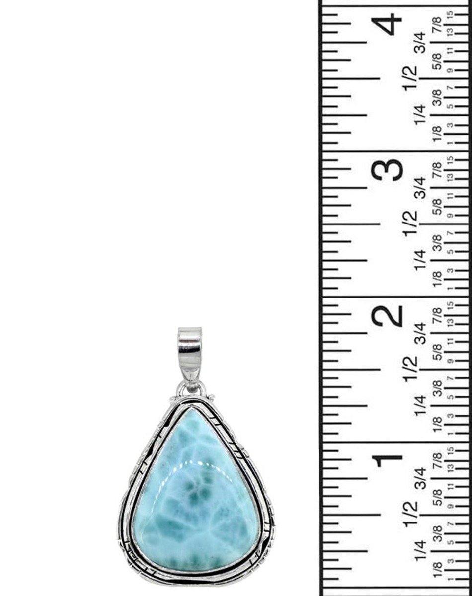 Natural Larimar Solid 925 Sterling Silver Pendant 2" - YoTreasure