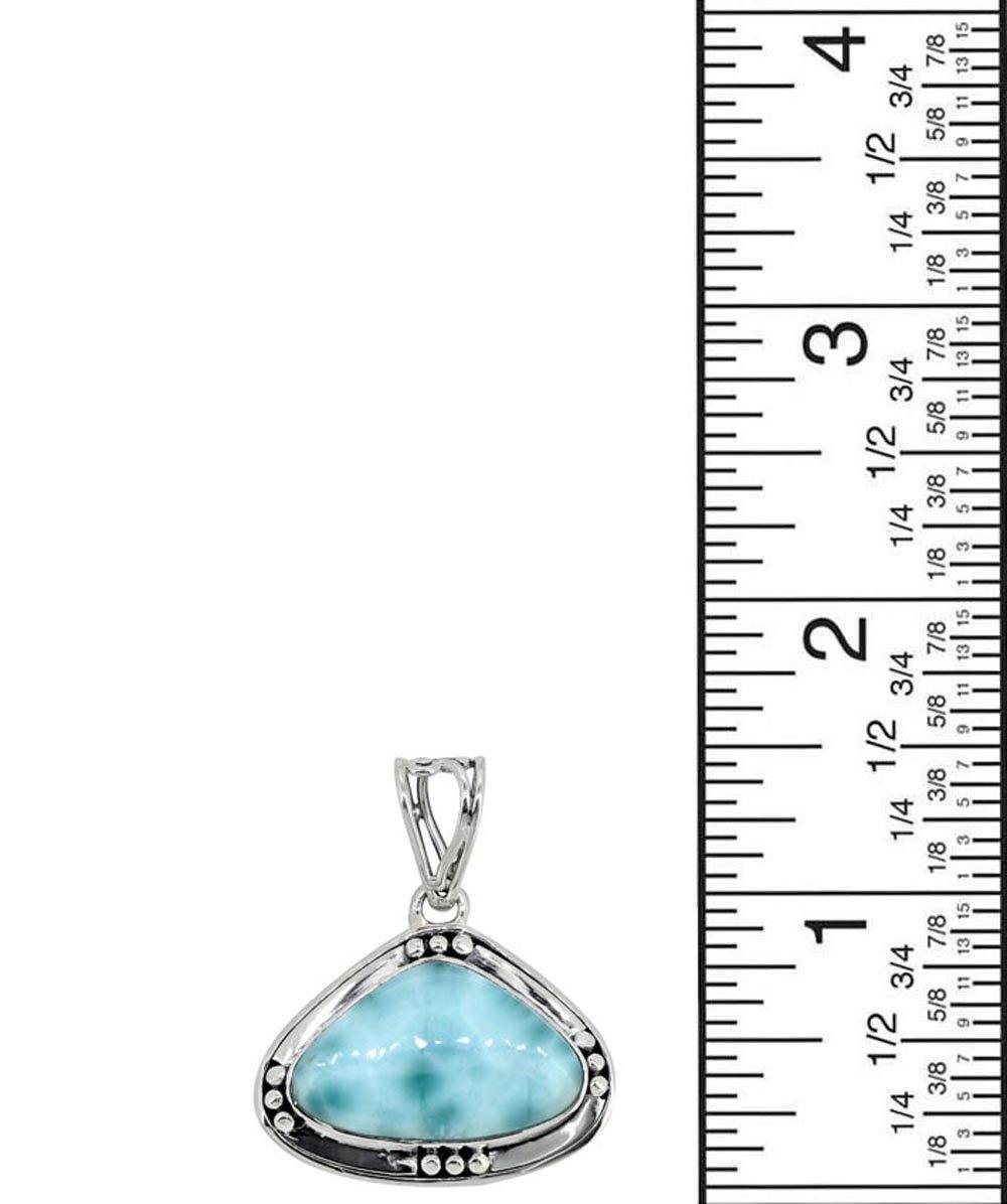 Natural Larimar Solid 925 Sterling Silver Pendant 1 1/2" - YoTreasure